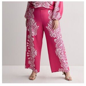 Floral Pink Wide-Leg Pants
